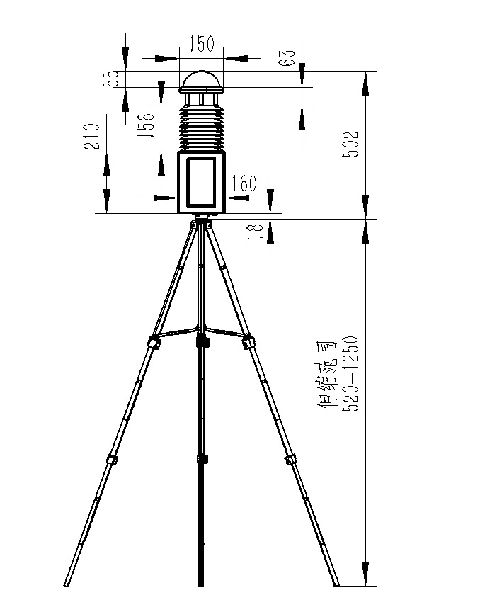 十二要素便攜式氣象站產(chǎn)品尺寸圖